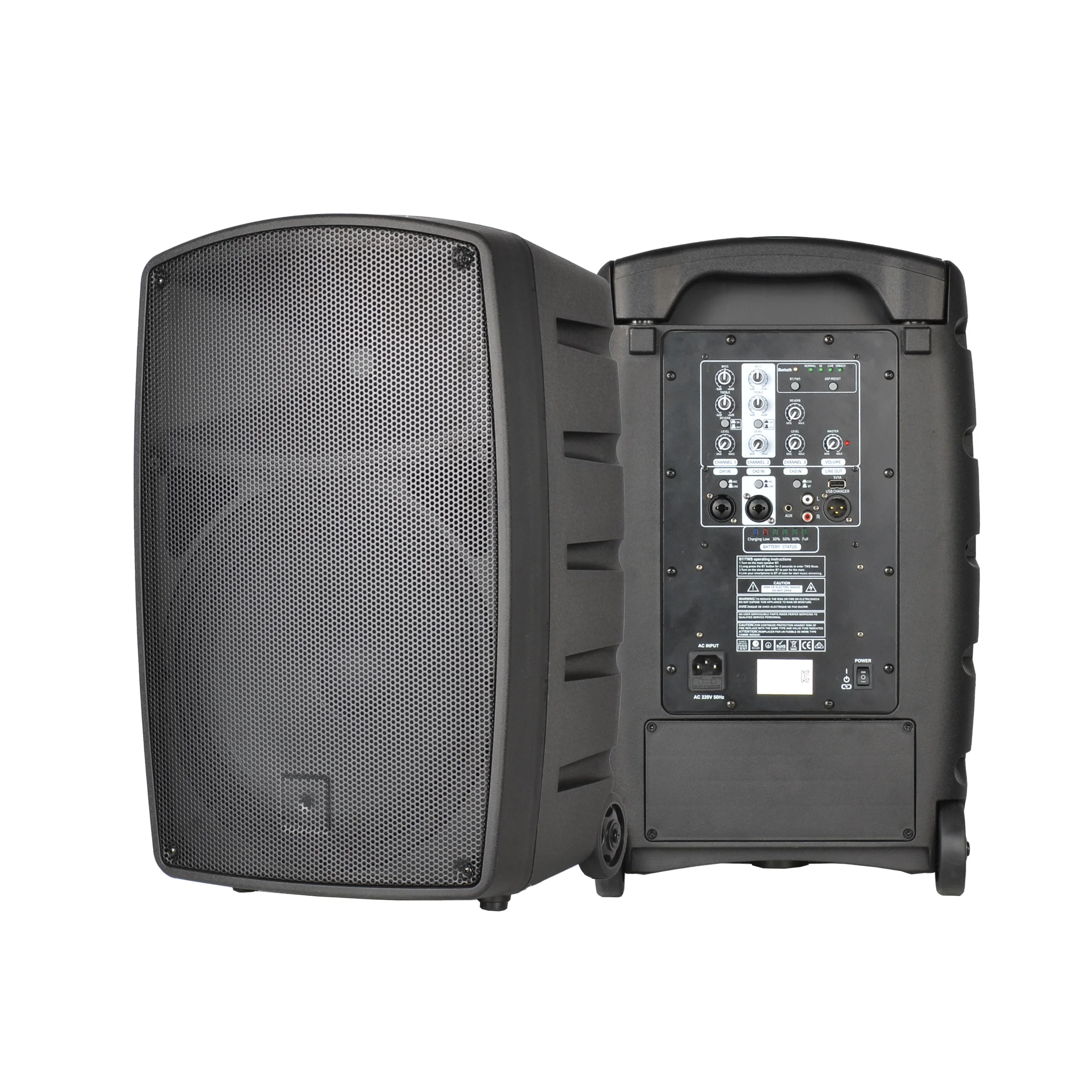 

BT10D5-MP3-GO-U2 High Power 10-Inch Battery Powered PA System Professional Active Speaker with DSP and Reverb