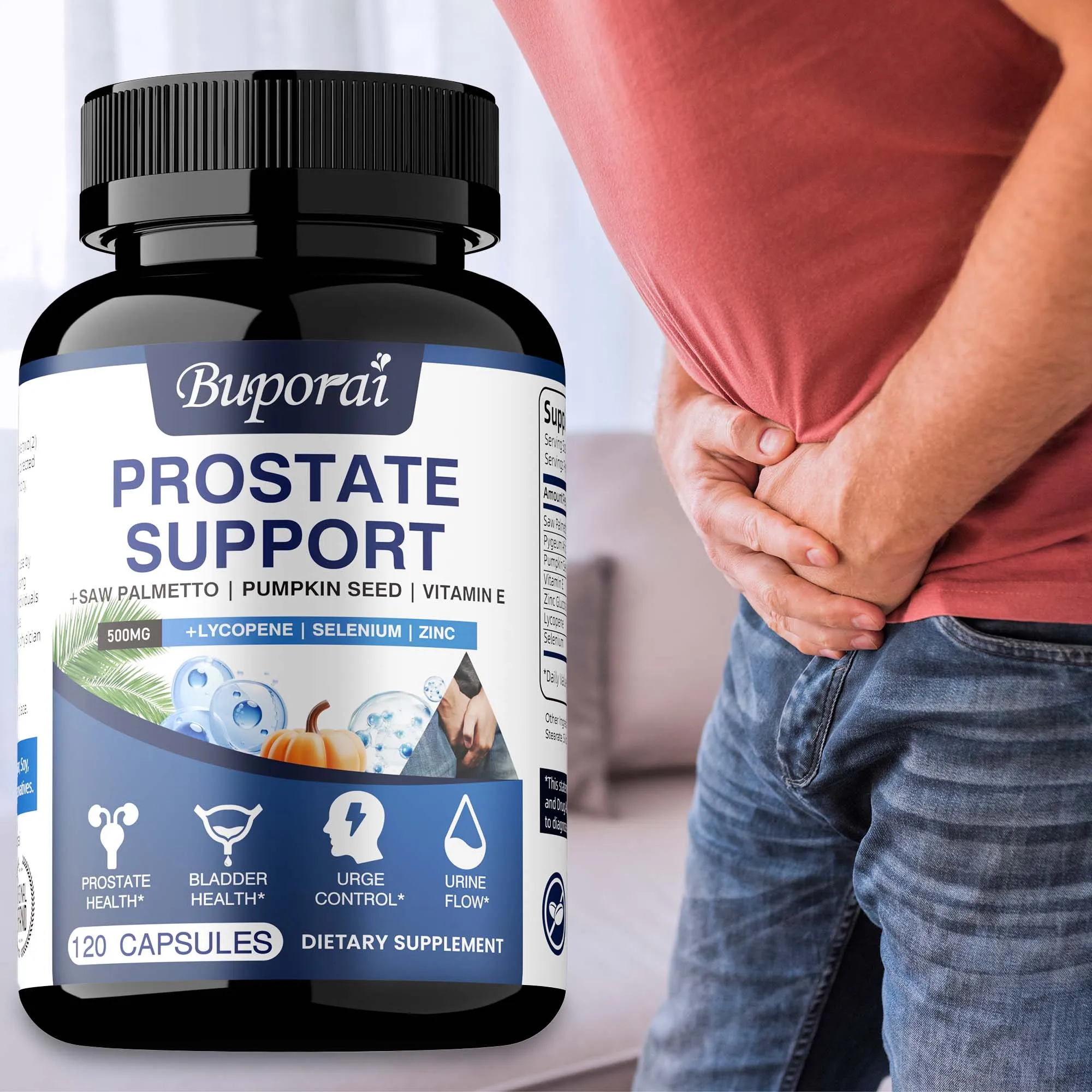 Prostate Support - Prevents Hair Loss, Reduces Urination Frequency, Promotes Prostate and Urinary Tract Health, Non-GMO