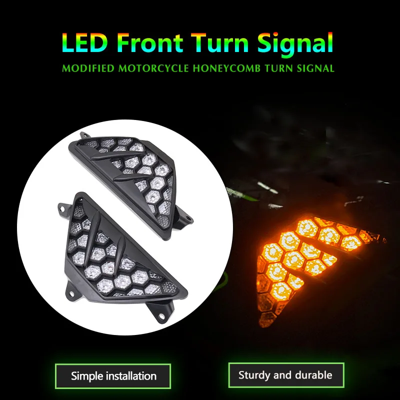 

Motorcycle Front LED Turn Signal Indicator Flasher Light Fit For NINJA250 NINJA300 NINJA400 ZX-25R ZX25R NINJA 400 300