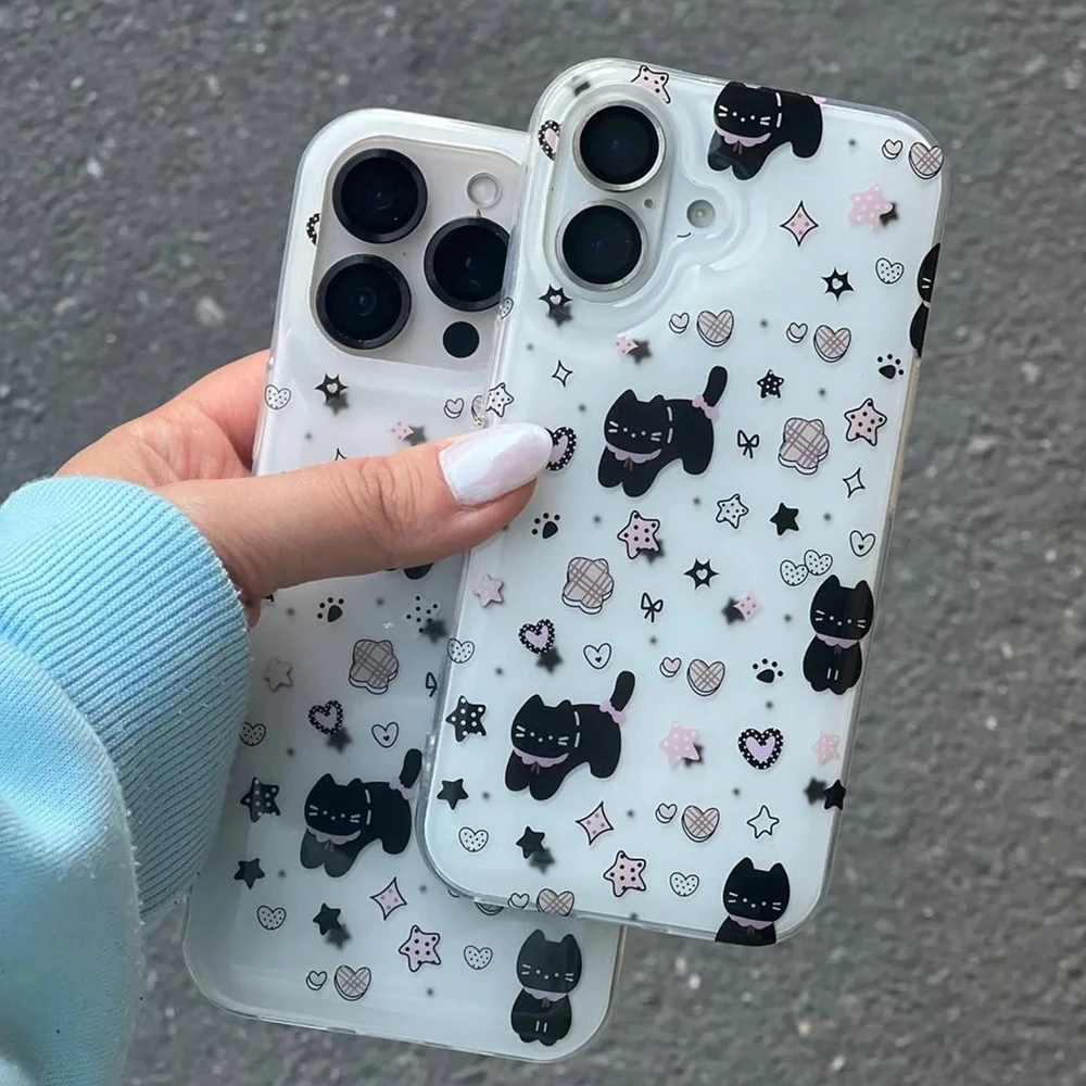 Luxury Cute Cat Phone Case for Samsung Galaxy S26 S25 S24 S23 S22 S21 FE Ultra Plus 4G 5G Feather Texture Back Cover