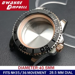 男性用高級自動時計ボックス,内部リング付きgmtケース,40.5mm,nh35,nh36ムーブメントに適しています