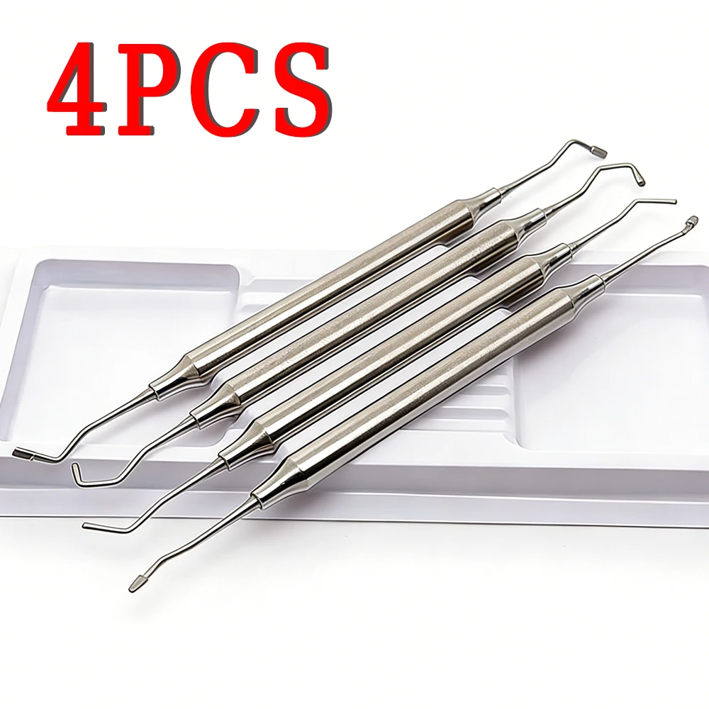 

Stainless Steel 4Pcs Dental Bone Graft Filling Kit with Delivery Device Burnisher Plugger for Oral Surgery GBR Procedures