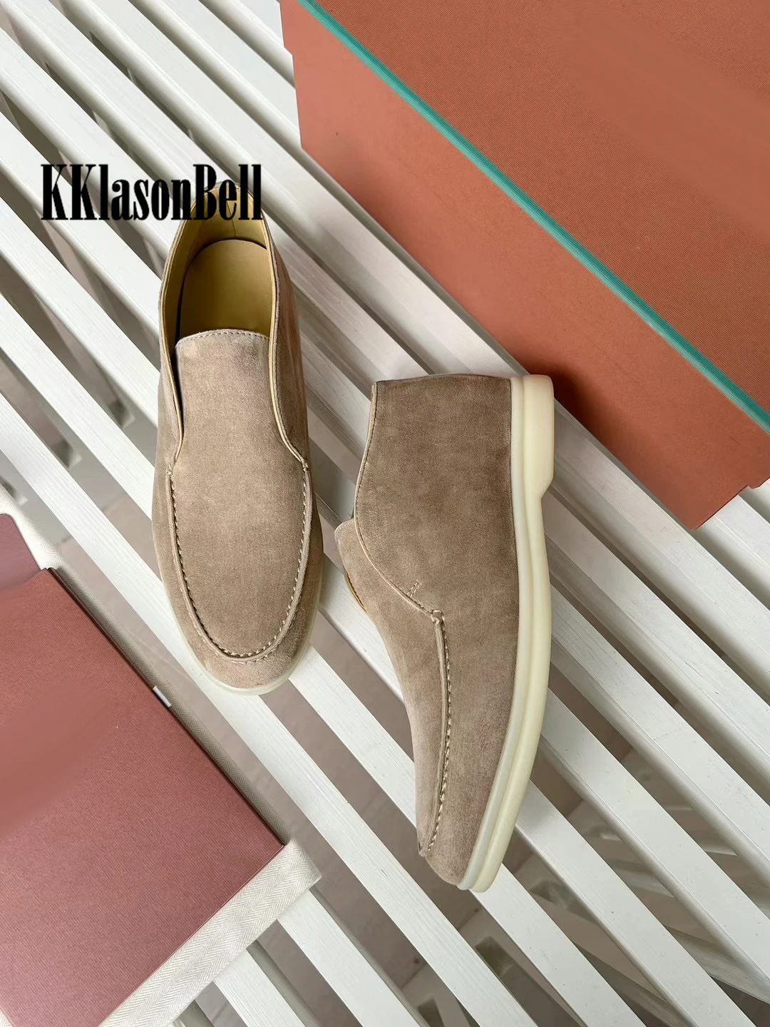 10.9 mocassini alti da donna in pelle scamosciata di mucca Casual comode scarpe Slip-On KKlasonBell