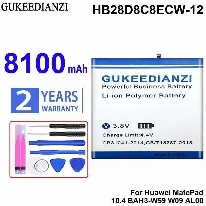 

Durable 8100Mah HB28D8C8ECW-12 High-Efficiency Tablet Battery For Huawei Matepad 10.4 BAH3-W59 W09 AL00
