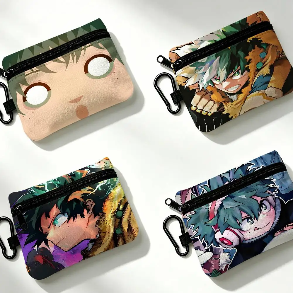 Anime Izuku Midoriya Anti-fade Oxford Cloth Small Zipper Coin Bag Lightweight Hanging Wallet For Coins ID Cards