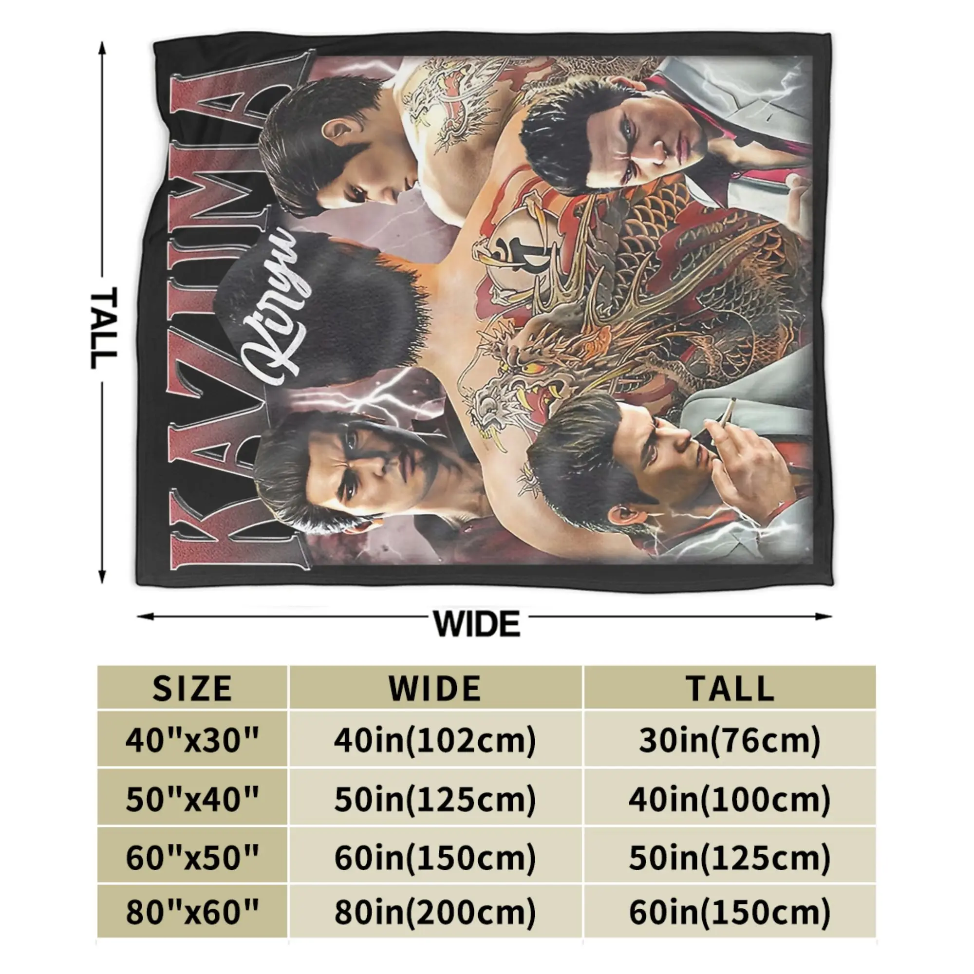 YAKUZA Kazuma Kiryu خمر Bootleg نمط بطانية الصوف المطبوعة المحمولة لينة رمي البطانيات للسرير غرفة نوم أفخم رقيقة لحاف #5