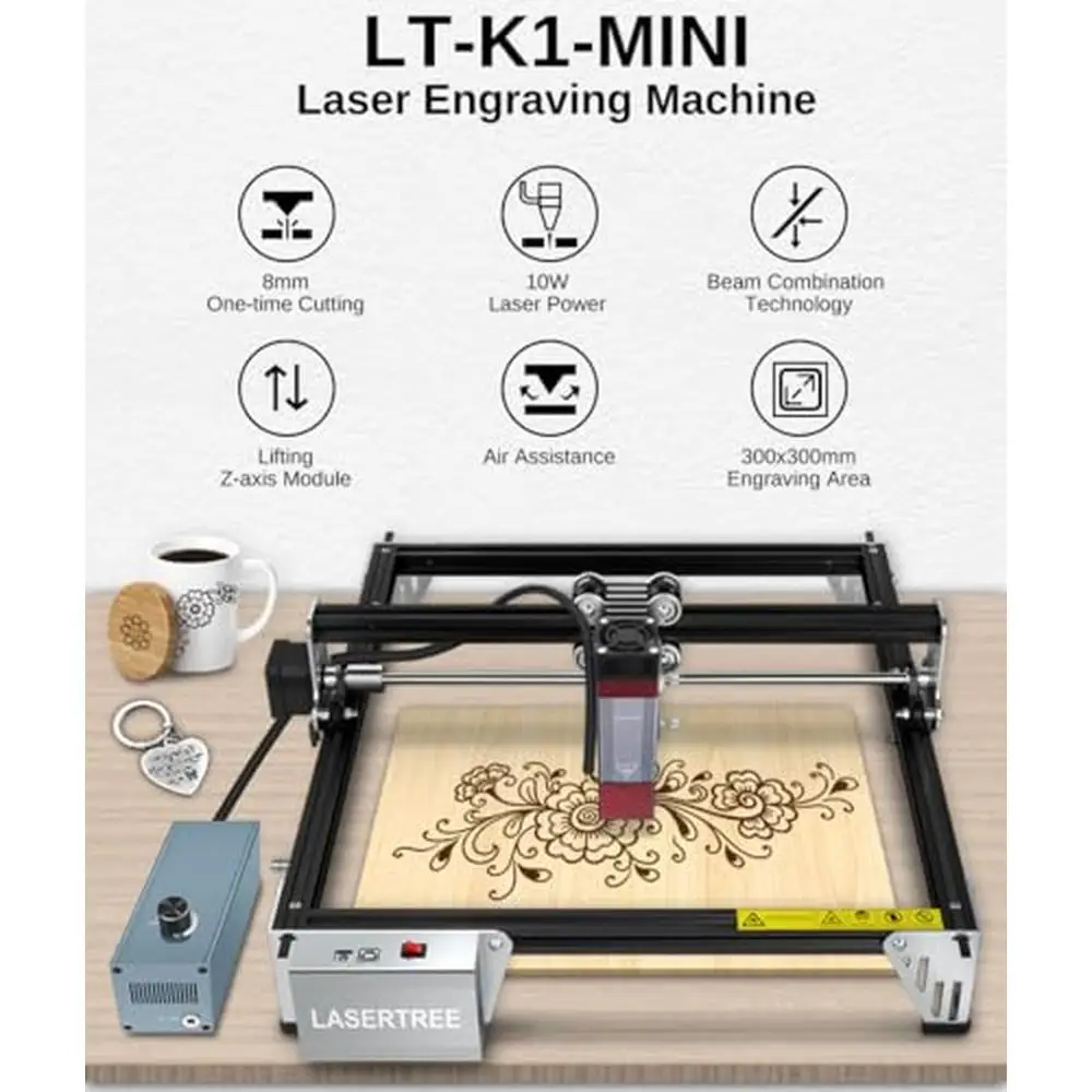 80W 10000mW Laser Engraver Cutter Air Pump Magnetic Pad FAC Eye Assist Kit 300x300mm Wood Metal Glass Acrylic Leather Christmas