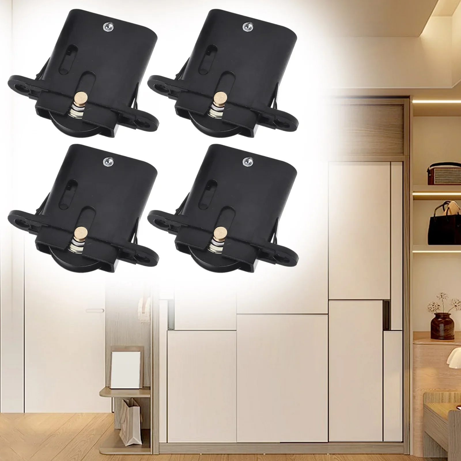 Practical Cupboard Door Rollers Security ABS Adjustable Efficient Innovative Nylon Quick Insert Rustproof Screen