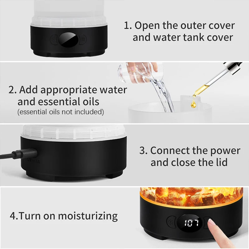 200ML Aroma Diffuser & Humidifier with RGB Color Changing Lights Quiet Operation 24H Battery Timer Included for Home Use