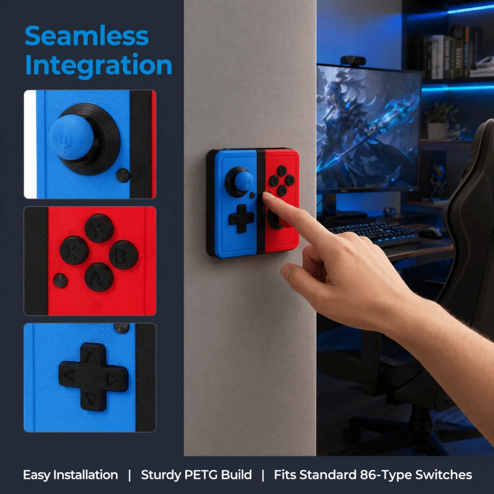 Creative Light Switch Guard Covers 3D Printed Self-Adhesive Joystick Switch Stickers Removable Decorative