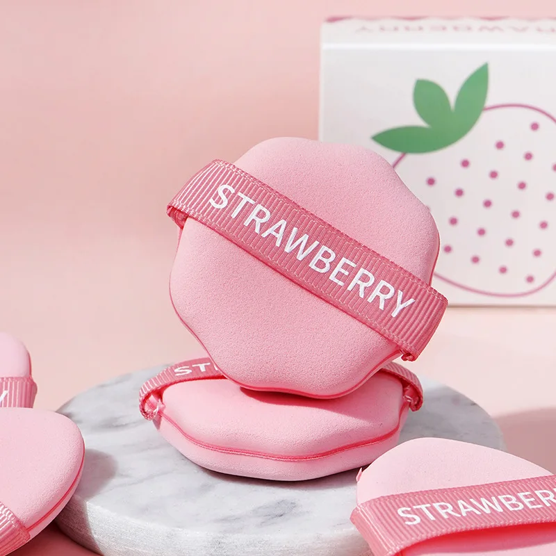 Juego de esponjas cosméticas de fresa, base de maquillaje suave de doble cara para mujer, esponja de maquillaje grande súper suave sin comer en polvo