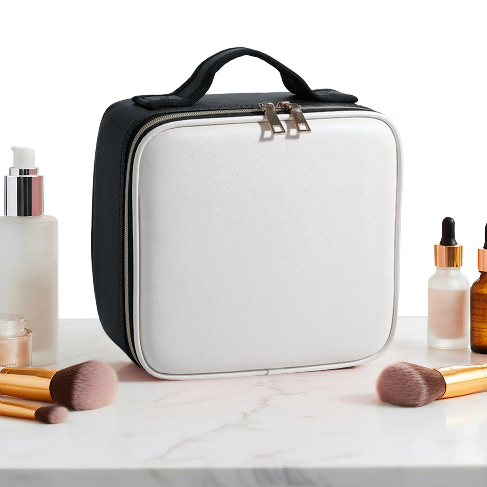 

Нейлоновая косметичка с регулируемыми разделителями для женщин (белая, черная)