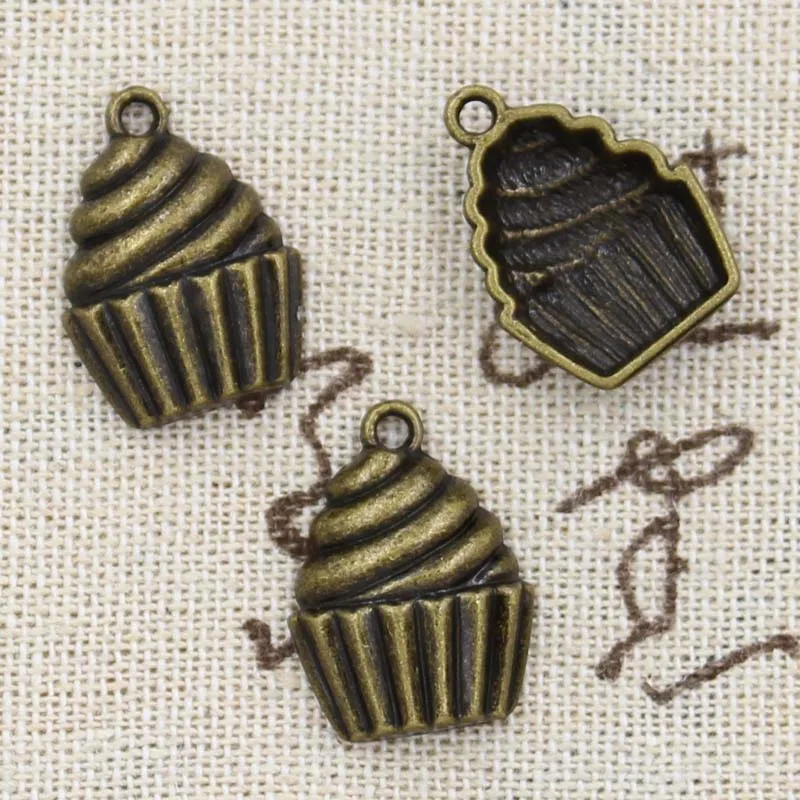 20pcs Charms Cupcake Ice Cream 20x14mm Antique Bronze Silver Color Pendants Making DIY Handmade Tibetan Bronze Jewelry