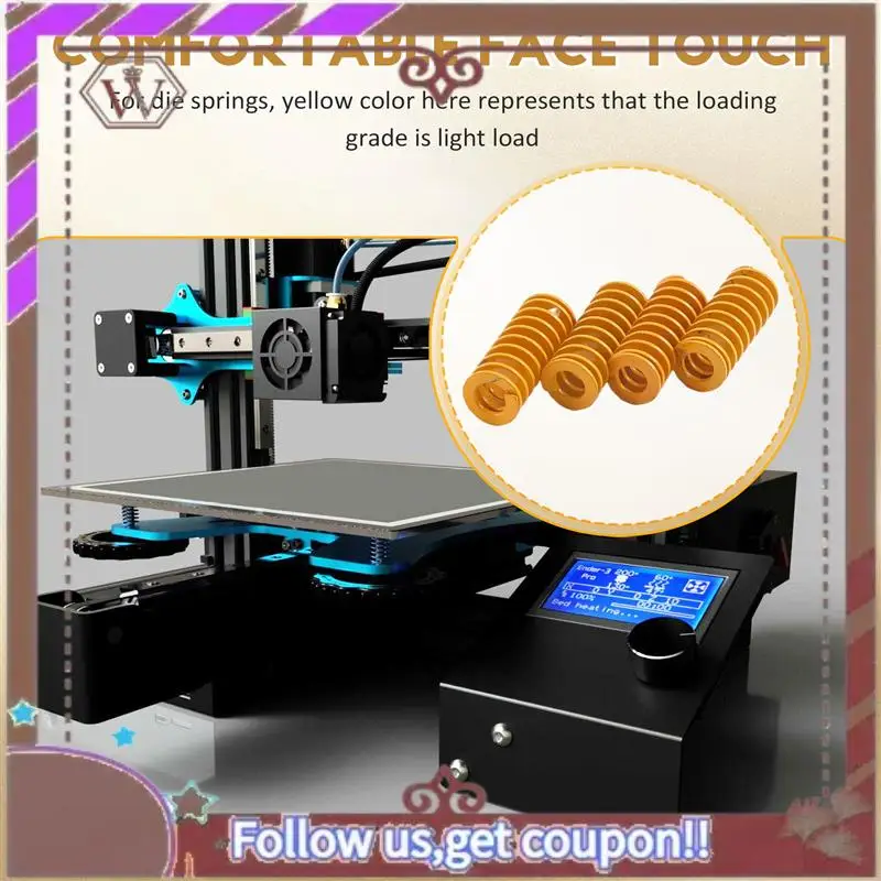 ABBG-3D Printer Heat Bed Leveling Spring 8X20mm Compression Yellow For Creality Ender 2 3 Pro CR-10S PRO Hotbed (10 Pcs)