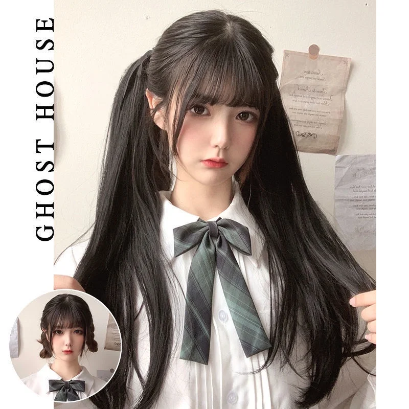 synthesize Parrucca doppia coda di cavallo Scegli la parrucca colorante femminile può legare la coda di cavallo capelli ricci tipo cravatta capelli lisci COS morbida sorella falso pony