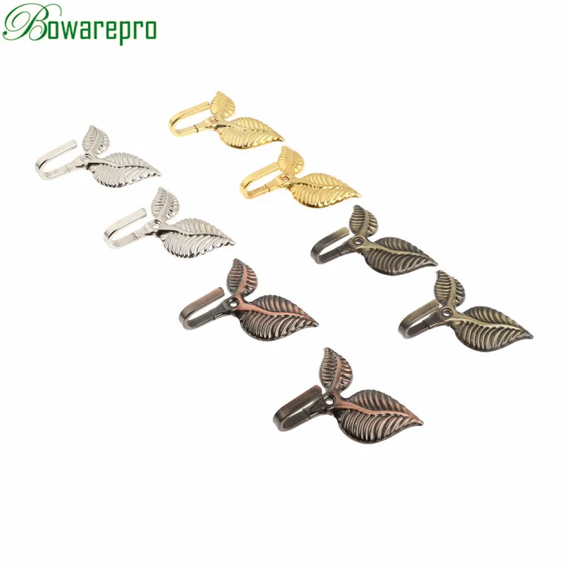 2Pcs Bronze Vintage Leaf Design Drapery Curtain Tieback Hold Back Hooks Multifunction Wall Hook Clothes Hats Hanger Hanging Tool