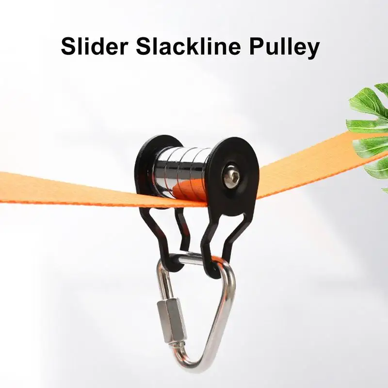 Slacklines Pulley Steel Rope Slider Slacklines Pulley Sturdy Strong Load Bearing Training Supplies With 5Rollers Multifunctional