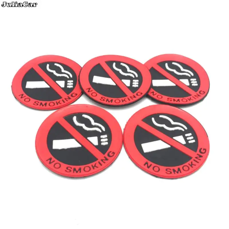 1/5pcs No Smoking Car Stickers Styling Round Red Sign Vinyl Sticker Use for Car Glass Door Universal Auto Accessories