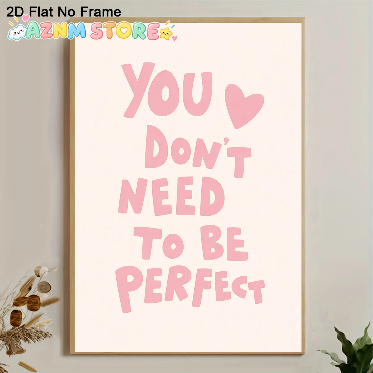 1PC 2D Flat  Minimalist Pink 