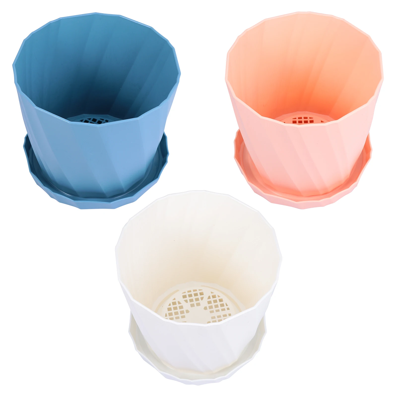 

3 шт. пластиковые цветочные горшки, круглые кашпо с блюдцами, прочный садовый горшок для дома, прочный горшок для кухни, гостиной