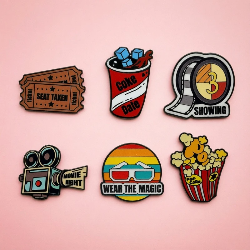 Creative Cinema Theme Brooches Cartoon Fashion Casual Metal Badges Pins DIY Clothing Bags Hat Scarf T-shirt Jeans Accessory
