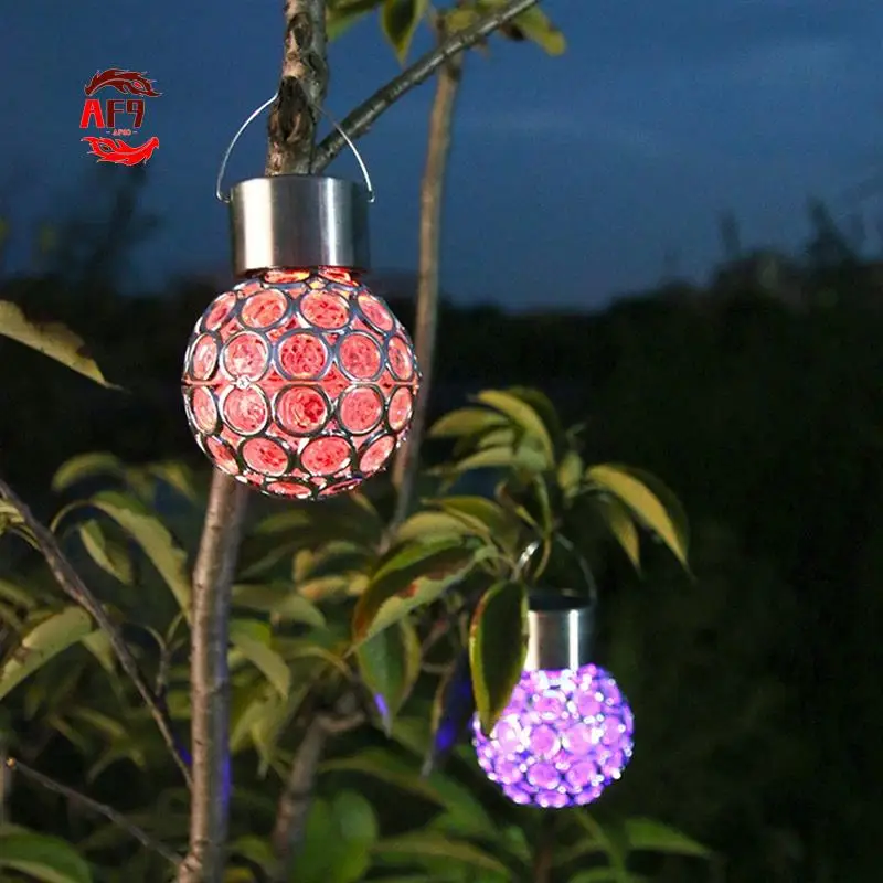 

AF90-2Pcs Out Door Decor LED Solar Lights Outdoor Decor Glass Chandeliers: Waterproof Lanterns For Garden Solar Powered