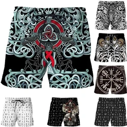 Pantalones cortos Harajuku para hombre, Shorts con estampado 3d de Vinking callejero con personalidad, ropa de playa hawaiana informal, bañadores de gimnasio con bolsillos