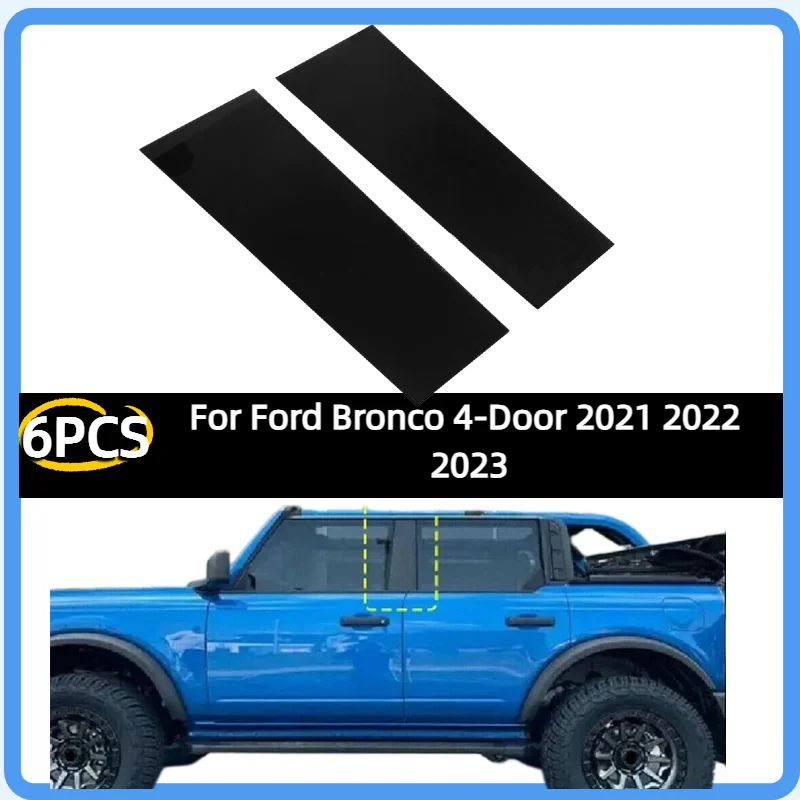 

Подходит для Ford Bronco 4-дверный 2021 2022 2023, пара глянцевых черных накладок на стойки дверей, декоративные наклейки на окна, аксессуары