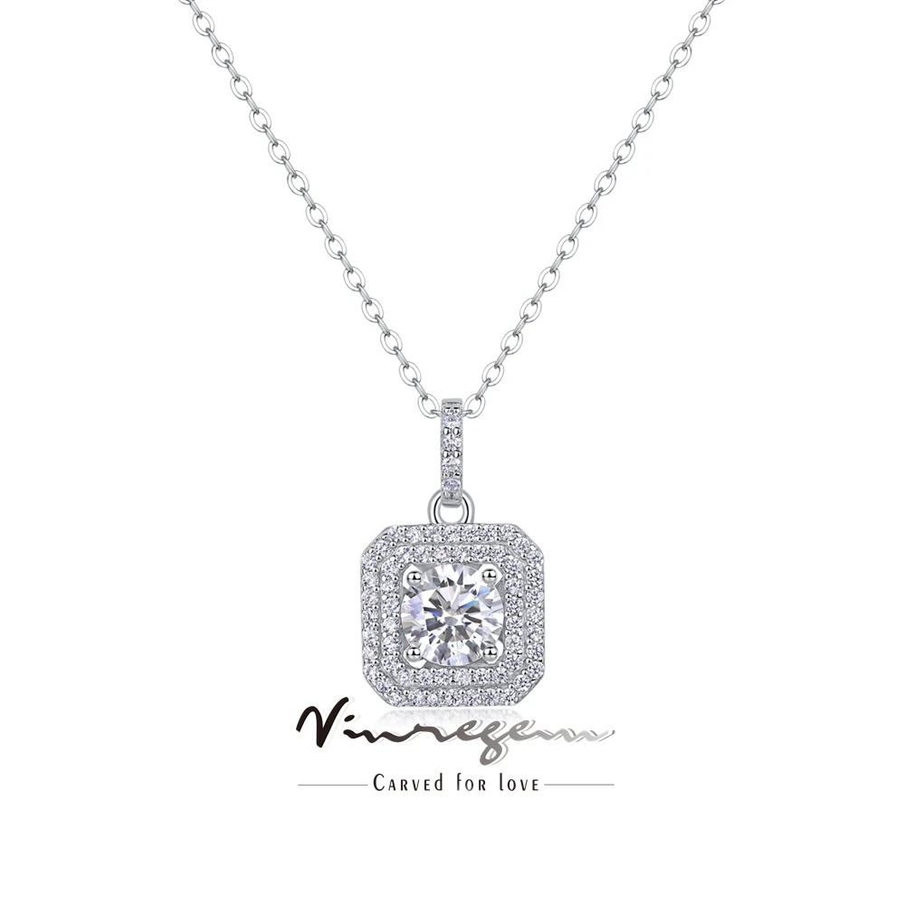 

Vinregem Pass Test 3EX VVS1 D Color 1CT Real Moissanite Diamond Gems Pendant Necklace 925 Sterling Silver Fine Jewelry Wholesale