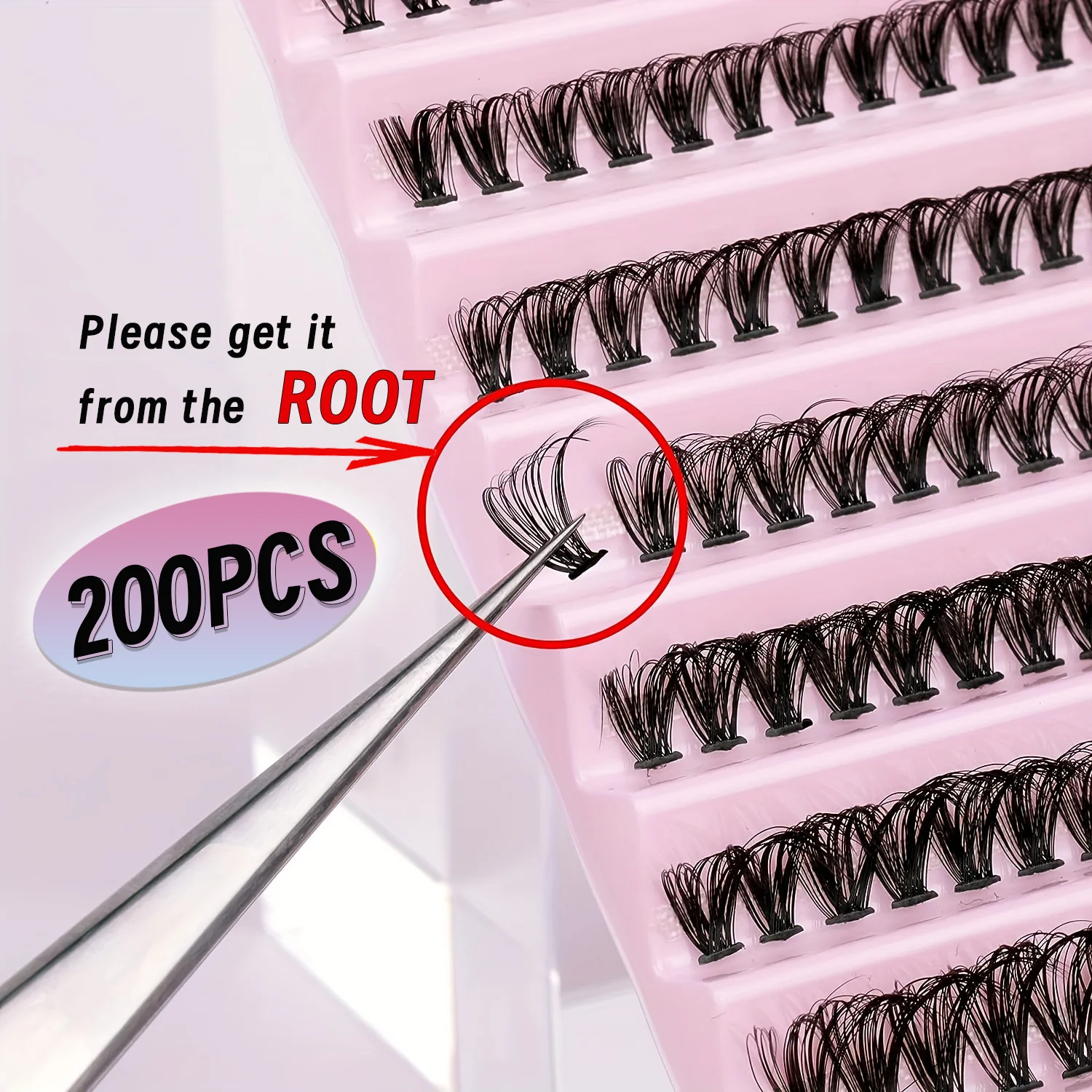 Eyelash Cluster 200 PCs DIY Individual Eyelashes Natural Look Wispy Eyelashes 9-16MM 40D Curly Hair Individual Cluster Eyelashes