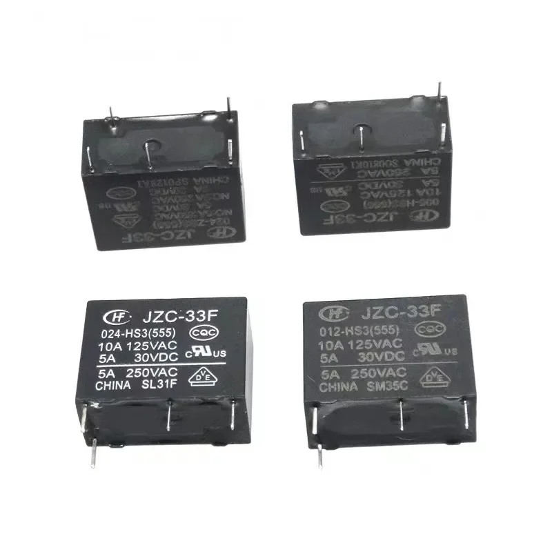 10Pcs Relay HF33F JZC-33F-005 012 024-HS3 ZS3 4Pin 5Pin 5A 5V 12V 24V, 100% New Original,