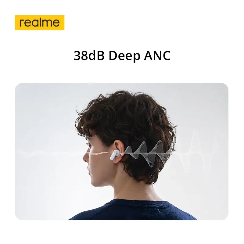 سماعات ريالمي ريلفيت T500 TWS، إلغاء ضوضاء عميق 38dB، بطارية تدوم 62 ساعة، بلوتوث 6.1، مقاومة للماء IP55 - 4