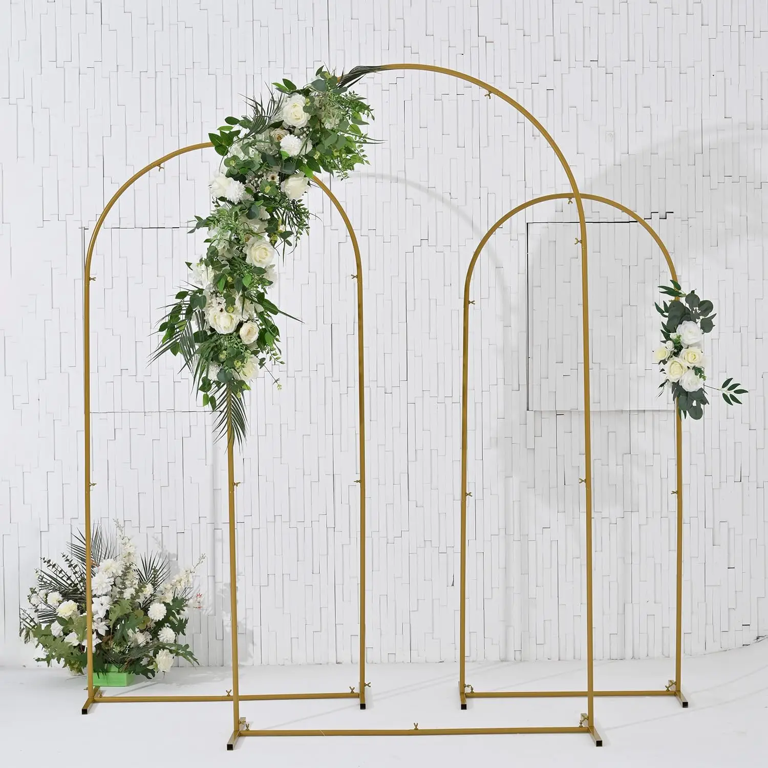 Wedding Arch Backdrop Stand Set of 3 (7.2FT, 6.6FT,5.9FT), Balloon Arch Stand, Metal Arch Backdrop Stand for Wedding Ceremony, B