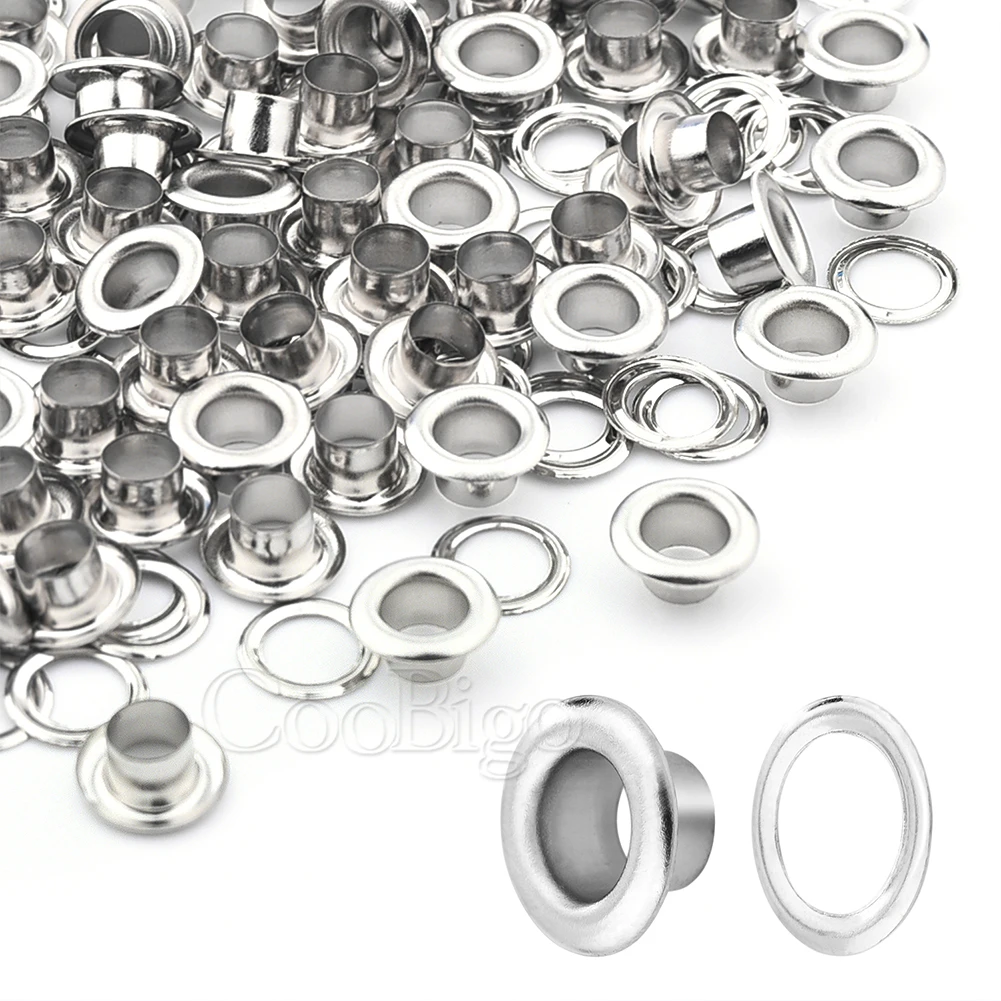 100pcs 5mm Metal Eyelets Grommet Ring With Washer for Leathercraft Scrapbooking Shoes Clothing Belt Hat Bag Tags DIY Accessories