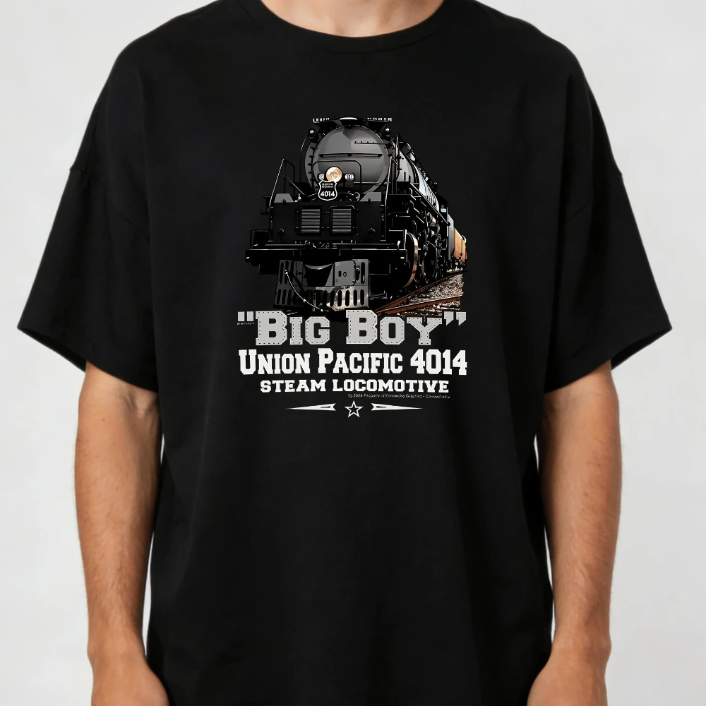 Best Choice Men'S Big Boy 4014 Steam Locomotive T-Shirt Black Featuring Classic Locomotive Design Men's T-shirts for Summer
