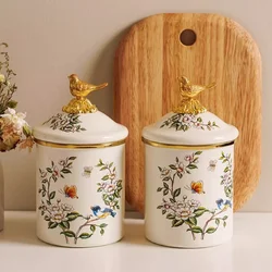 Gilded Bird Set Storage Jar Jewelry Storage Bottle Ornaments Living Room Cotton Swabs Candle Jar Candle Holder Storage Container