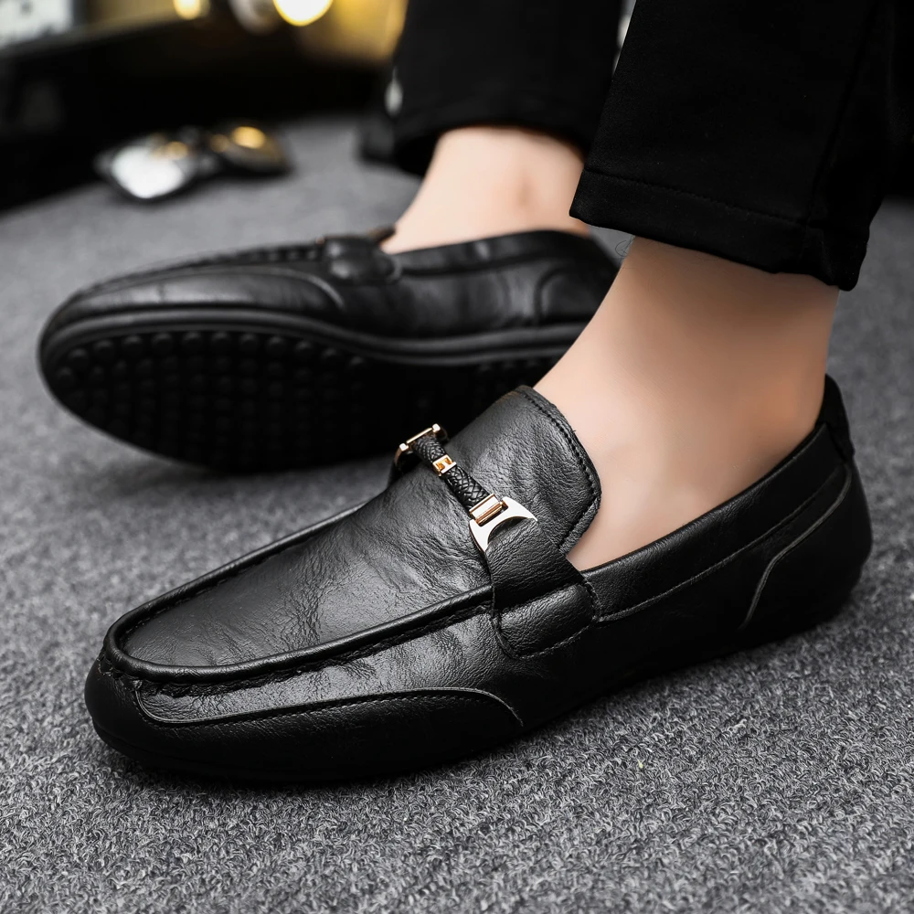 Spring/Summer 2025 Casual Fashion Driving Loafers Retro Horsebit Buckle Men's Shoes Stylish Breathable Men's Work Shoes Slip-On