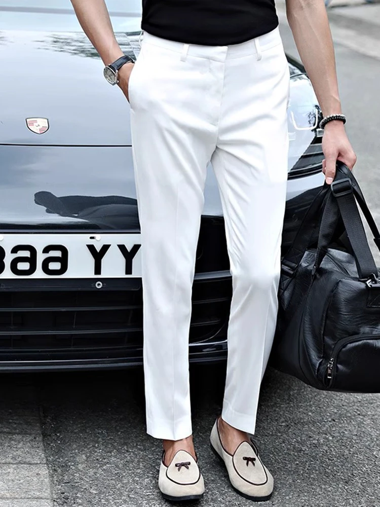 

Мужские повседневные брюки-чинос цвета хаки с одной пуговицей, прямые, укороченные, летние, модные, для города, молодежные, для отдыха