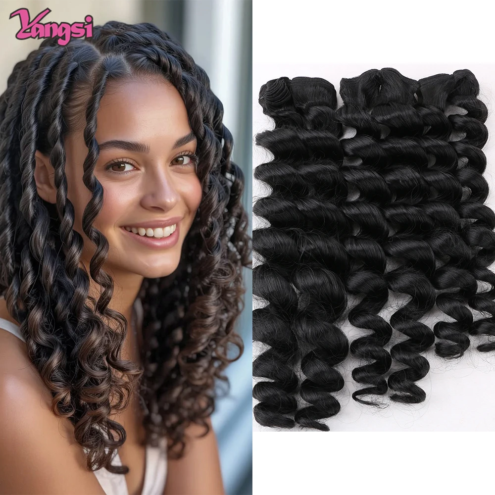 

Full Star 3pcs Loose Wave 300g Ombre Black Brown Synthetic Hair Weft 18" 20" 22" Machine Double Weft Hair Extensions Women Use