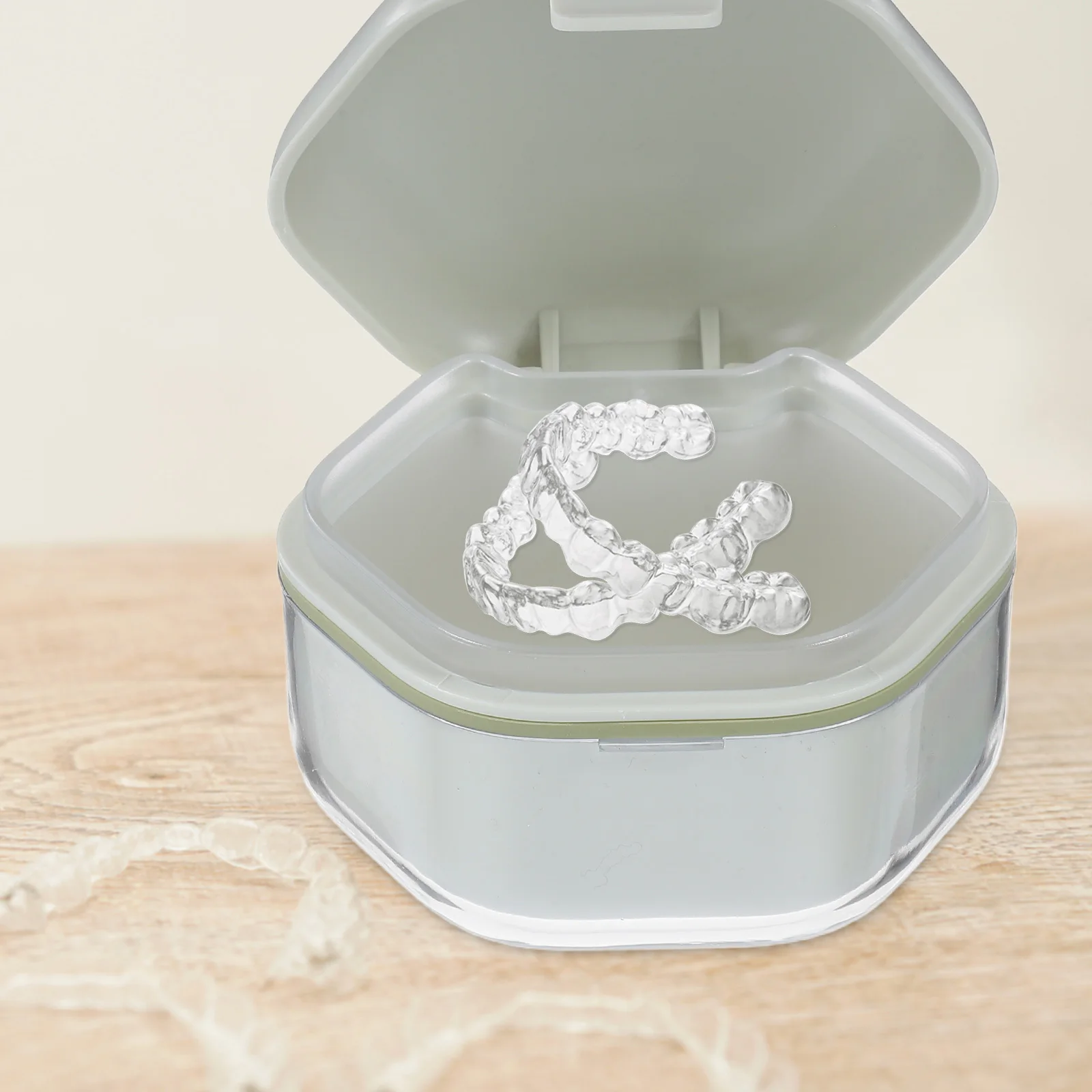 

Светло-зеленый двухслойный футляр для зубных протезов и ретейнеров, портативный контейнер для хранения и чистки стоматологических устройств, дорожный органайзер