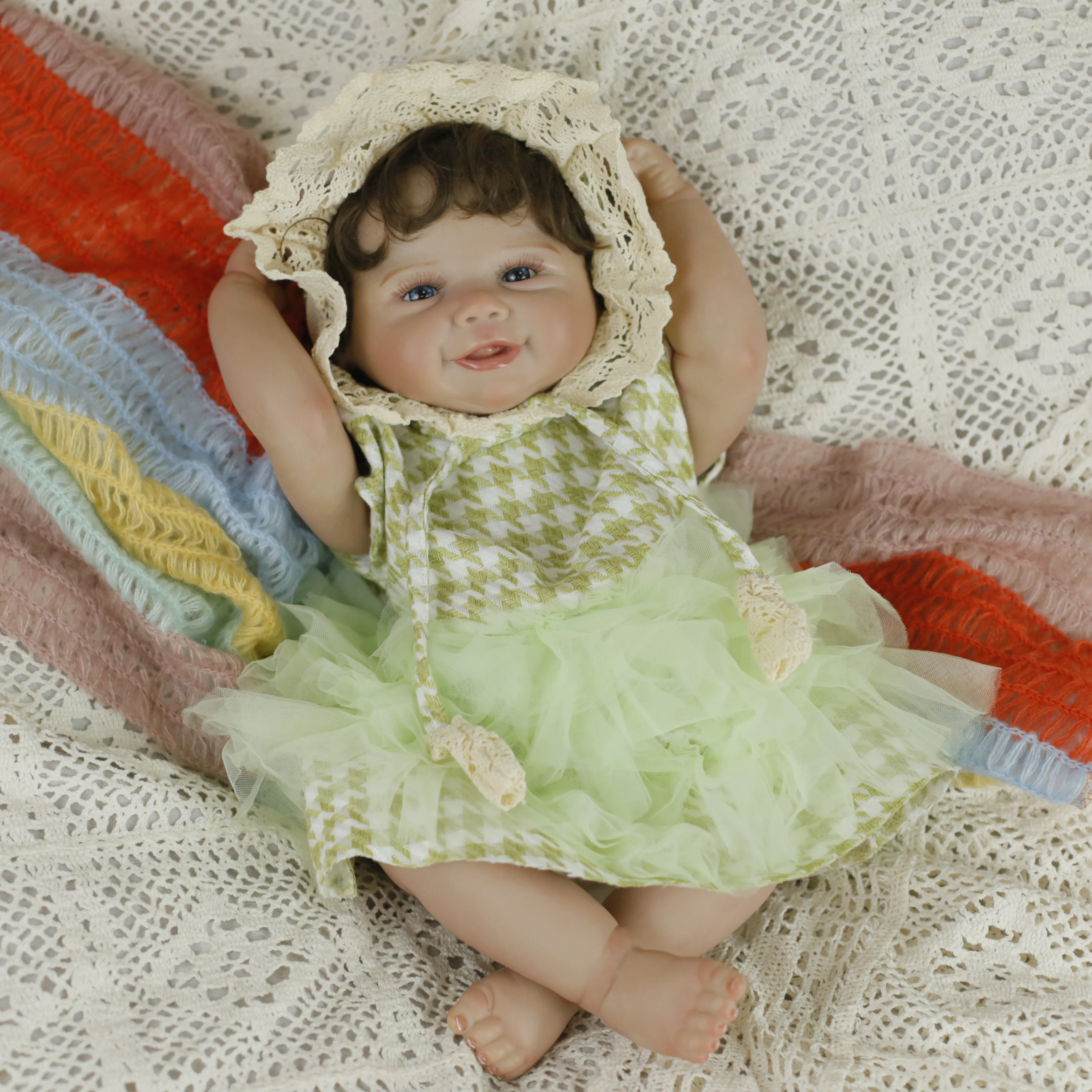 Boneca realista para bebê recém-nascido, 18 polegadas, toque macio, fofinho, pele 3d com veias visíveis, brinquedo artesanal de alta qualidade