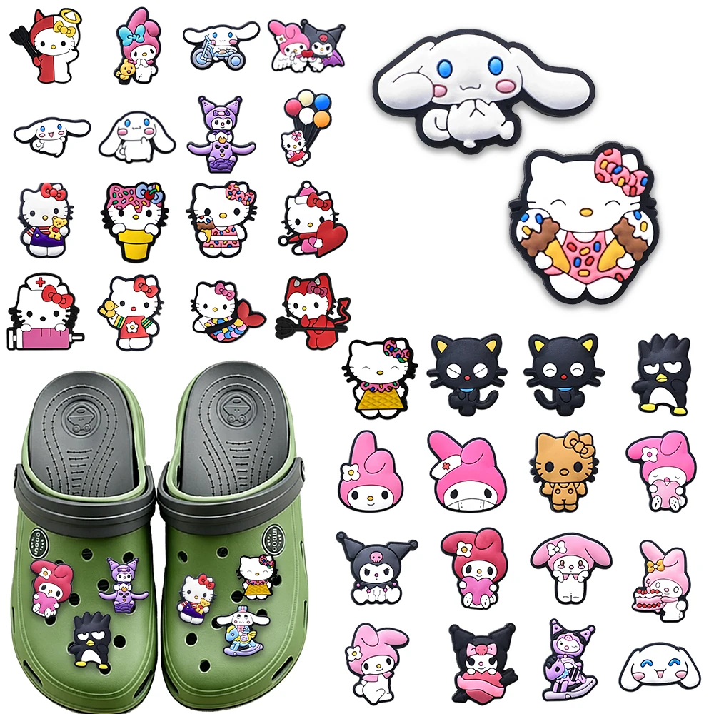 New 1-100Pcs Mesuca Cute Sanrio Series Cartoon PVC Shoe Accessories DIY Creativity Sandal Girl Party Decorations