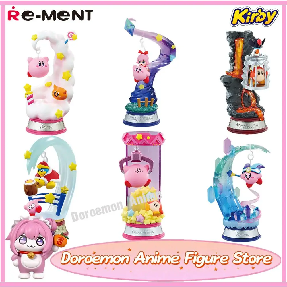 

In Stock Original Re-Ment Kirby: Swing Kirby Twinkle Traveler: 1Box (6Pcs) Kawaii Anime Table Decoration Game Figures Gifts