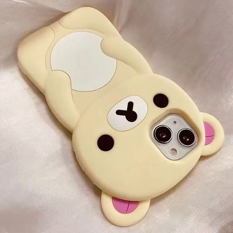 آيفون SE X XS XR 4 4S 5 5S 7 8 11 12 13 14 15 Plus 16 17 Pro Max ثلاثية الأبعاد الدب زوجين سيليكون الكرتون جراب هاتف #6