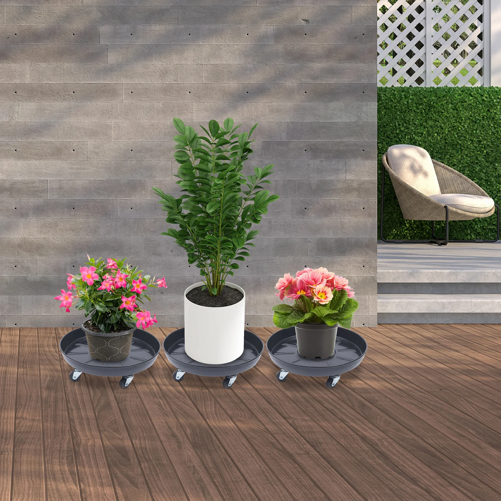 

Plant Caddy W/ Wheels, 3Pcs Plant Roller W/ 360° Swivel Casters, Heavy Duty Flower Pot Tray Stand for Moving Large Potted Plants