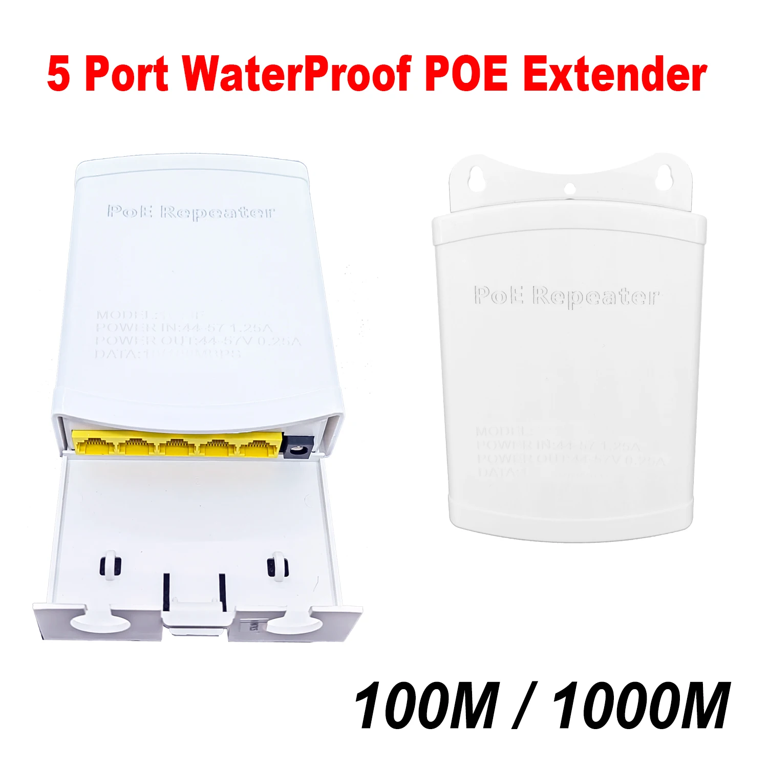

5 Port POE Extender 4 Port Repeater 100/1000Mbps Waterproof Outdoor Indoor Network IP55 44-57V for POE Camera Wierless AP Phone