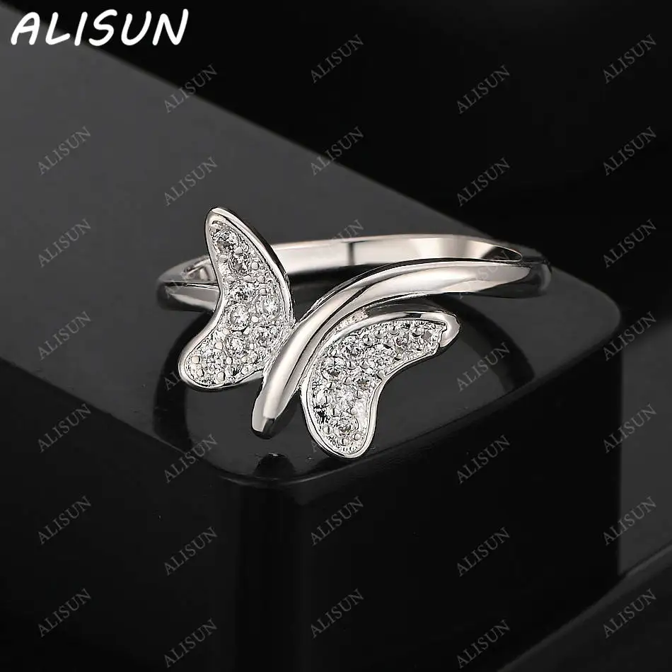 

ALISUN 925 Sterling Silver Size 7-10 Zircon Butterfly Ring For Women Men Grace Jewelry Trend Fashionable Birthday Party Gifts