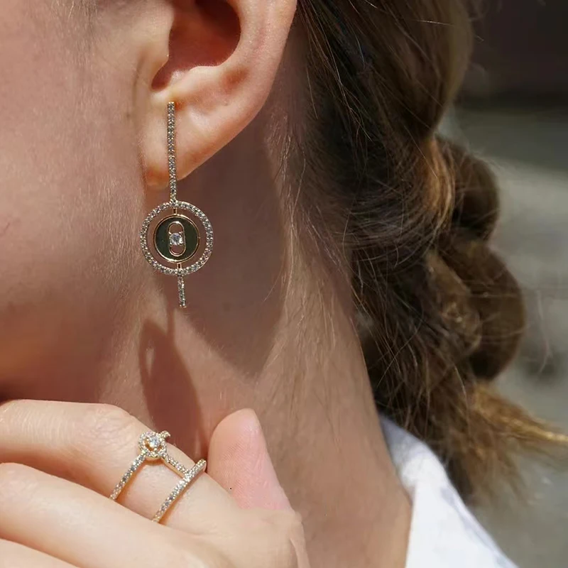 

Women's Fashion Jewelry 925 Silver Simple Round Earrings Women Luxury Original Jewelry Wedding Party Valentine's Day Gift