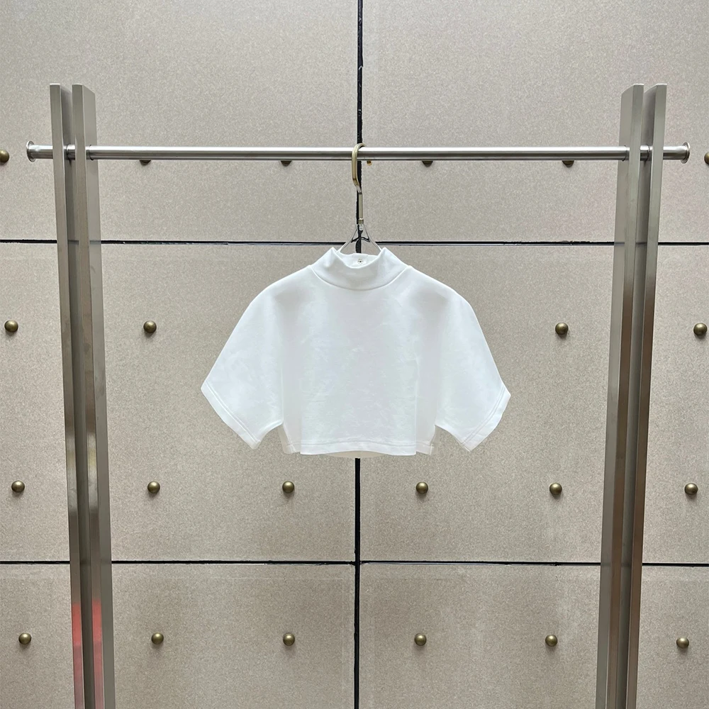 Ladies Cotton Blend T-Shirt Basic Short Sleeve Slim Crop Tee Elegant Top Y2K Street Casual Daily Fashion Blouse For Women