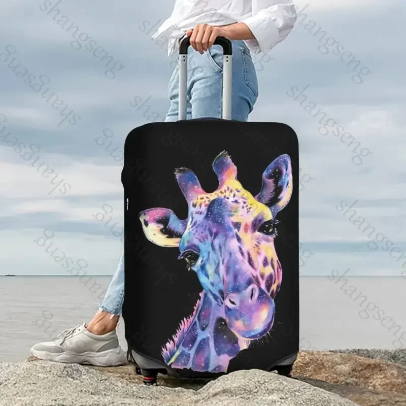 Funda gruesa para equipaje con dibujos divertidos de jirafa, cubierta antipolvo elástica para carrito, funda protectora para maleta, accesorios para maleta